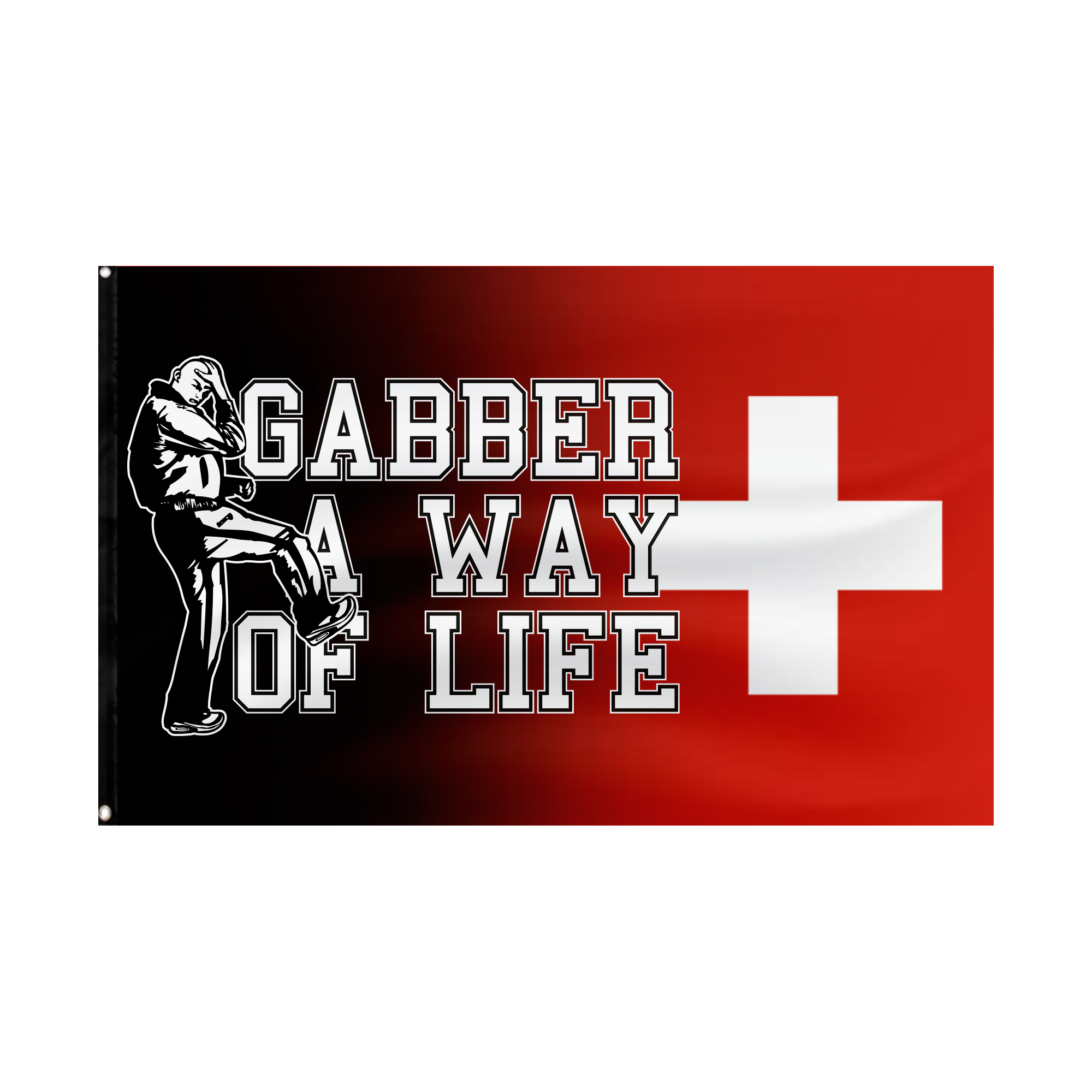 Drapeau suisse hardcore Gabber a way of life