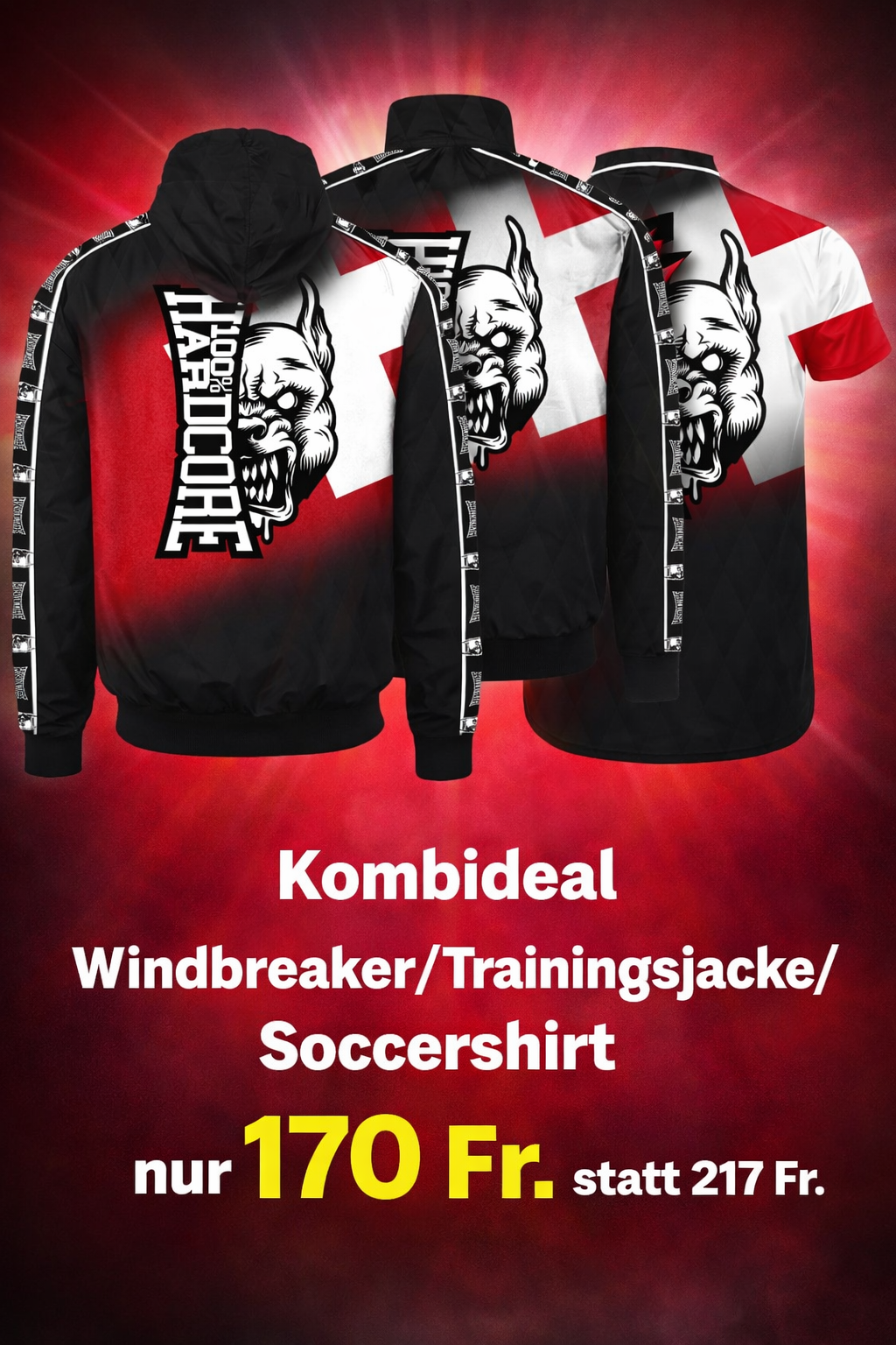 100% Hardcore Combo Deal Windbreaker / Training Jacket / Soccer Shirt
