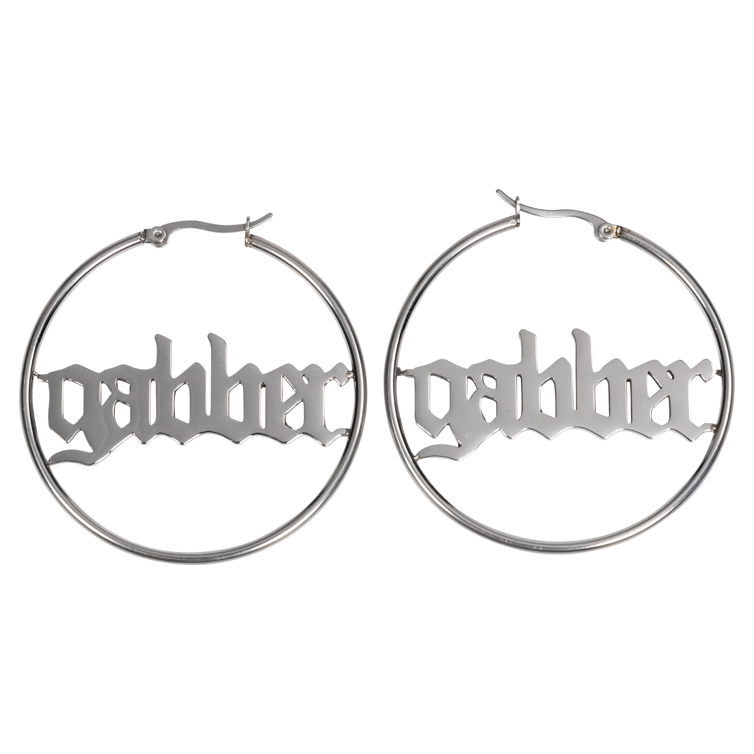Gabber Earrings, 5 cm, Silver