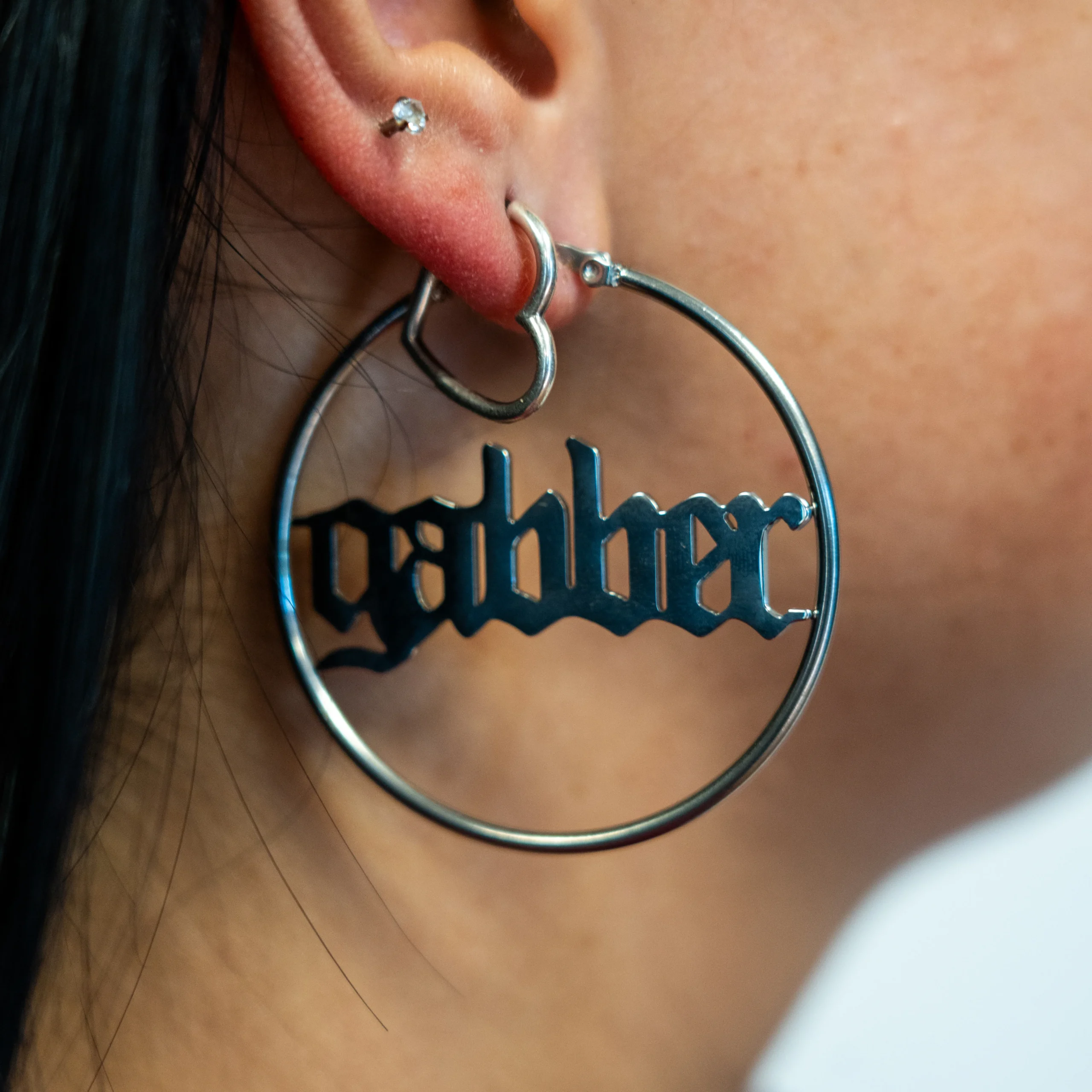 Gabber Earrings, 5 cm, Silver – Image 2