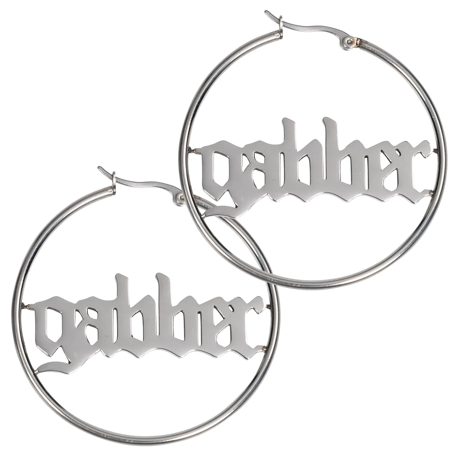 Boucles d'oreilles Gabber 8 cm, argent