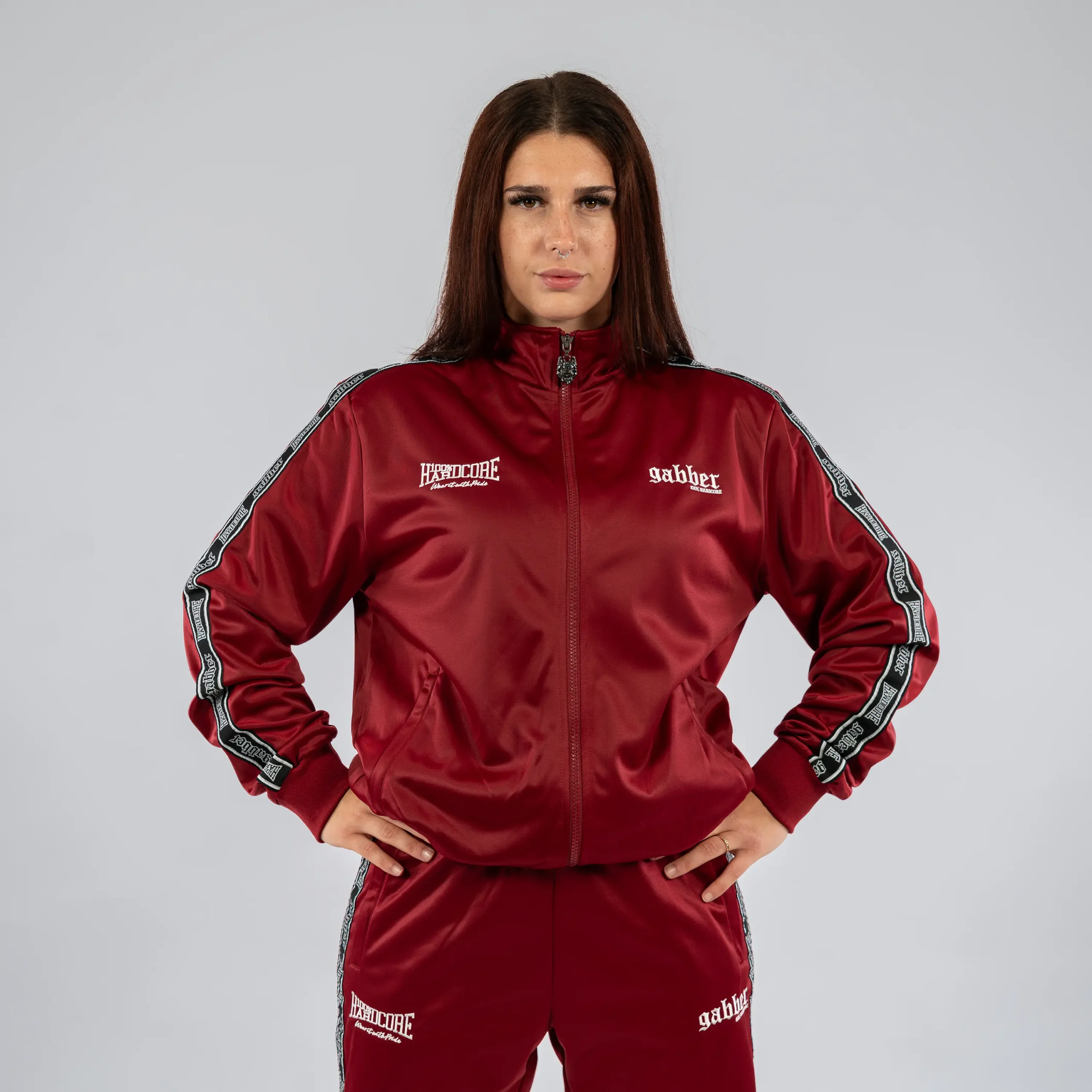 100% Hardcore Gabber Burgundy Training Jacket – Image 4